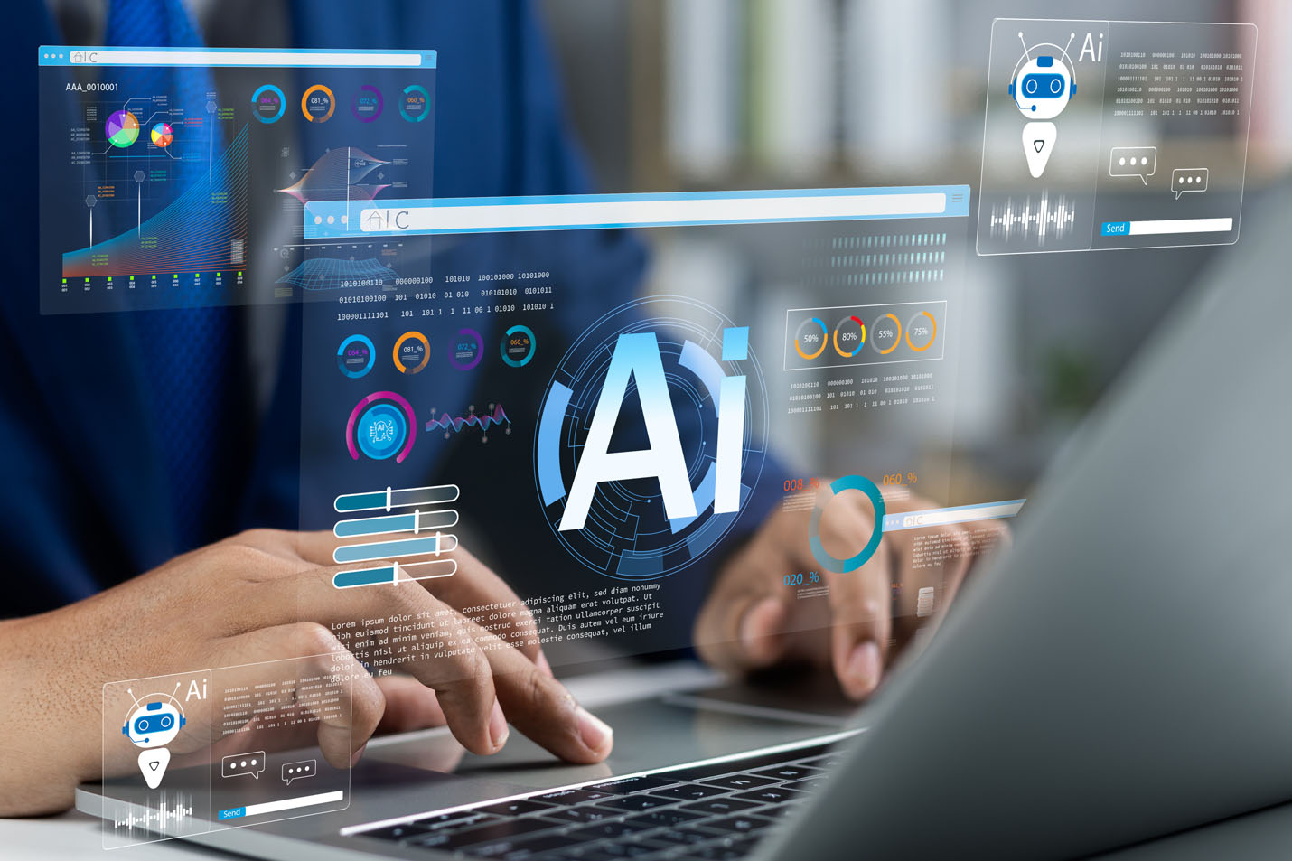 Man using AI on his laptop